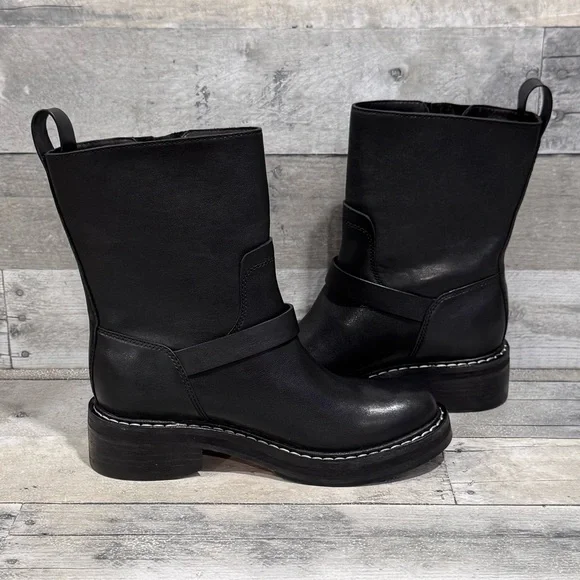 Rag & Bone Women's RB Moto Studded Pull On Boots - Black - Sz - 8.5 .US - Picture 2 of 11